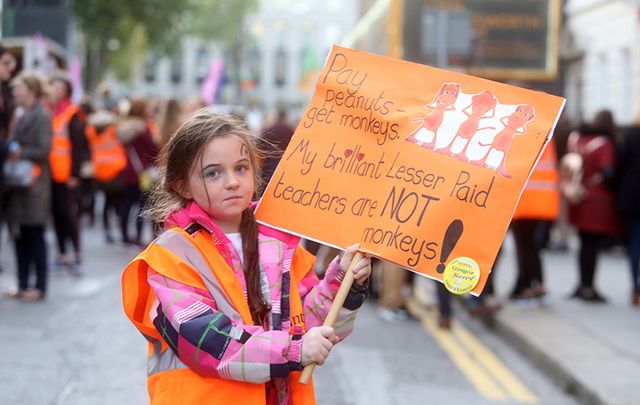 Irish teachers strike in Dublin.