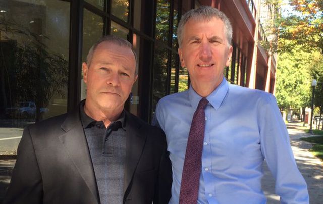 Robbie Hunter Pres Californian Trades Construction Council and Máirtín Ó Muilleoir, Finance Minister in the North of Ireland.