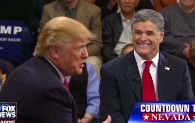 Donald Trump and Sean Hannity speak on Fox News, from Nevada.