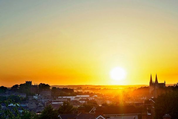 The Armagh skyline with a view of the city and Armagh\'s two cathedrals.