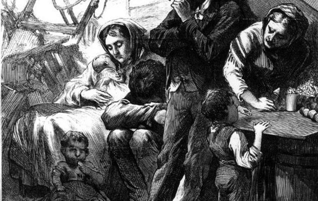 Illustration of immigrants in Five Points, during the 1850s.