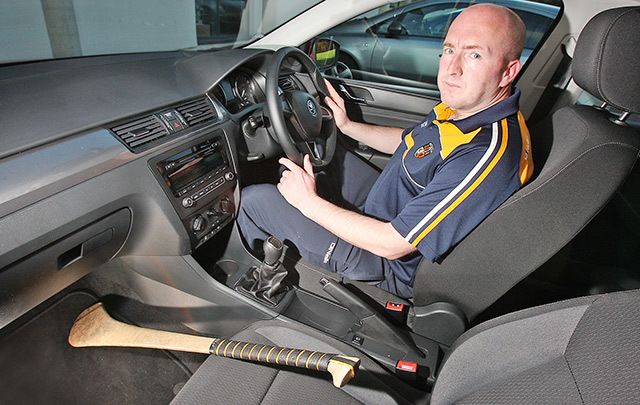 Kevin Grieve and his inoffensive hurl.