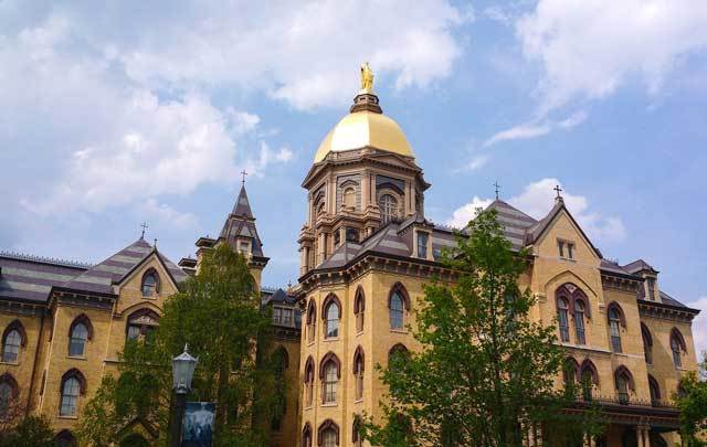 The Main Building, Golden Dome, at the University of Notre Dame.