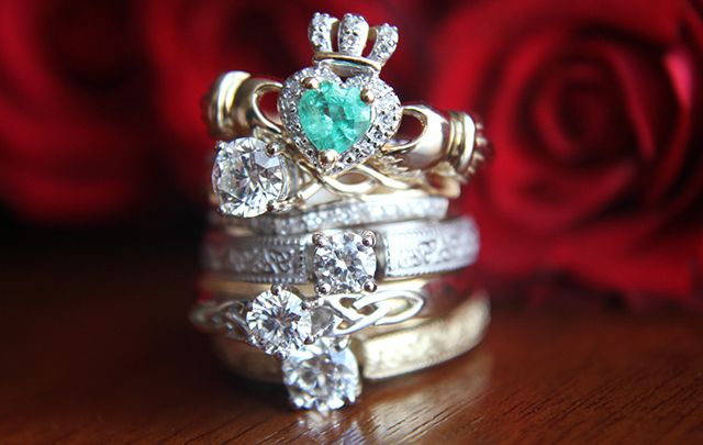 ShanOre Irish Handcrafted Jewelry has a dazzling range of gold and white gold wedding bands and engagement rings featuring traditional Irish motifs such as the Claddagh and the trinity knot.