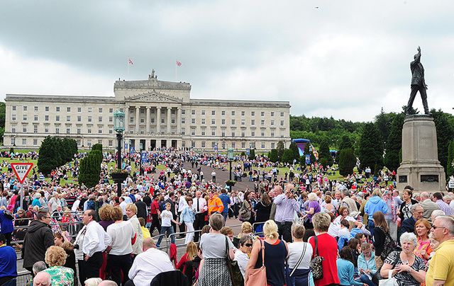 Over 20,000 memebers of the public celebrate Queen Elizabeth's jubilee at Stormont in 2008.