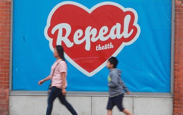One of the many reproductions of Irish artist Maser's iconic Repeal the 8th mural.