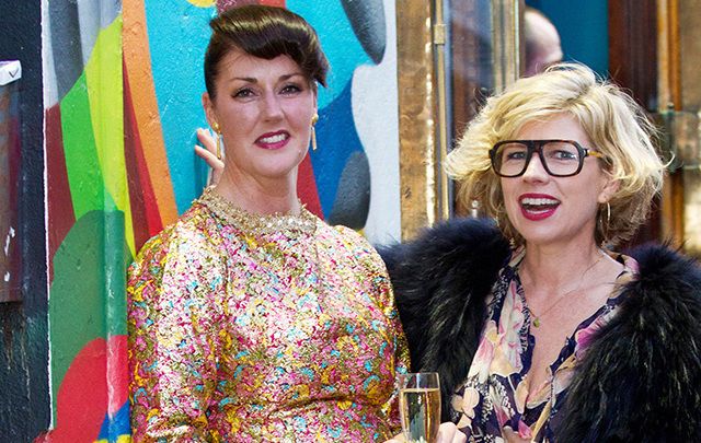 Naomi Fitzgibbon with Sonya Lennon at Vintage Finds You Launch, Drury Buildings, Dublin.