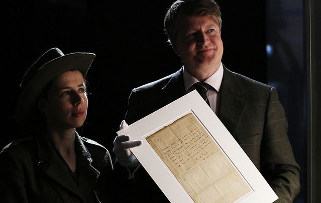 The Patrick Pearse letter on display in the GPO, Dublin, before going to auction last Wednesday.