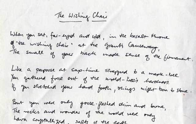 Signed Seamus Heaney poem ‘The Wishing Chair.’