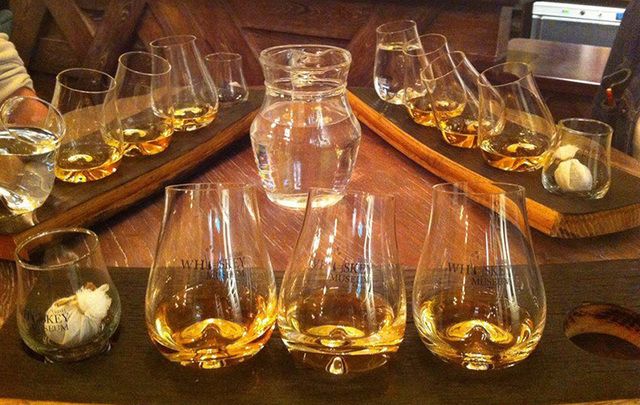 Tasting tray at the Irish Whiskey Museum.