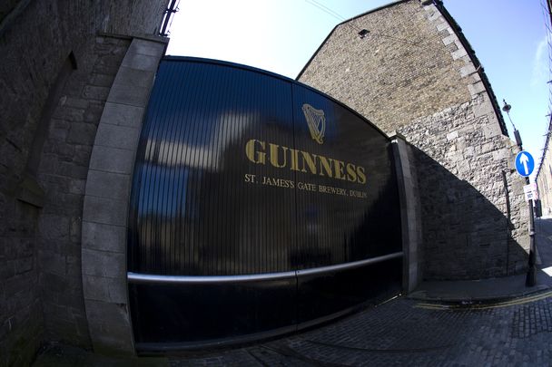 Front gate of Guinness brewery at St James' Gate in Dublin