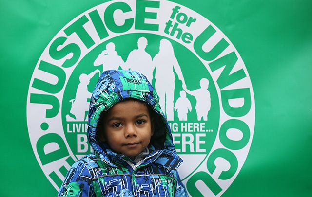 Pictured are friends, and supporters of undocumented adults and children on St. Patrick\'s Day 2015. 