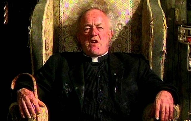 The late great Frank Kelly, as his most famous character Father Jack, in Father Ted.