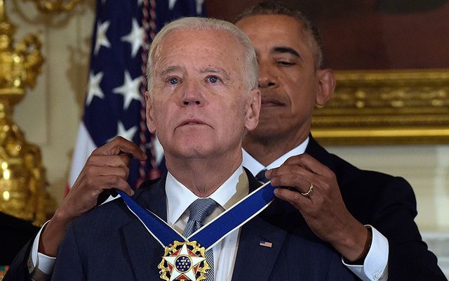 President Barack Obama presents the Presidential Medal of Freedom to Vice President Joe Biden.