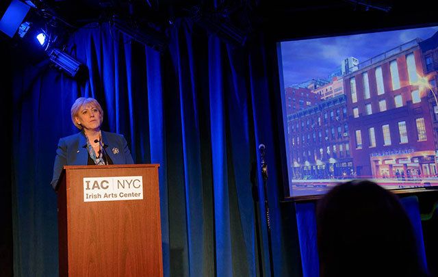 Heather Humphreys TD, Ireland’s Minister for Arts, Heritage, Regional, Rural and Irish Language Affairs, at the Irish Arts Center in New York City