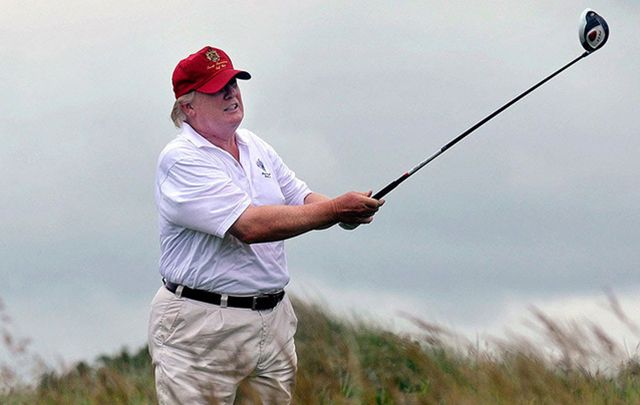 Donald J. Trump playing a round of golf on his course in Doonbeg, Co. Clare. 