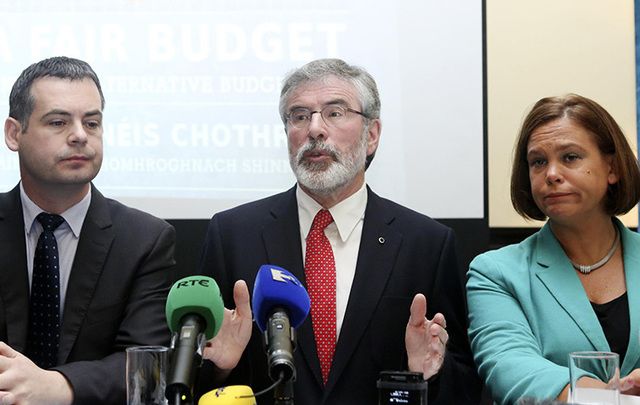 Sinn Fein\'s Pearse Doherty, Gerry Adams and Mary Lou McDonald. 