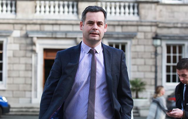 Sinn Fein\'s Pearse Doherty photographed exiting Leinster House.
