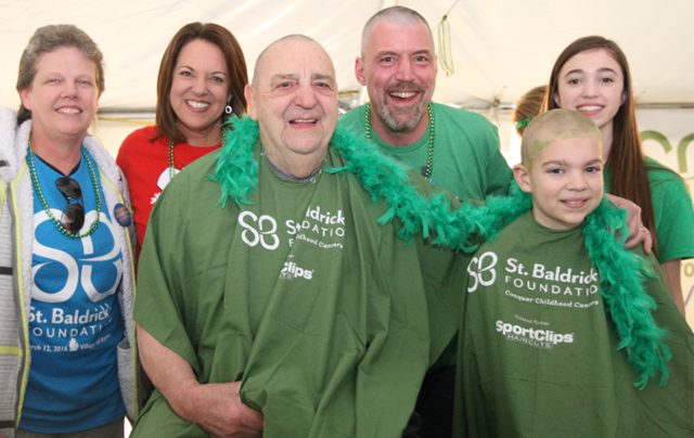 Brave folks with shaved heads! All in the aid of St. Baldrick\'s Cancer Foundation.