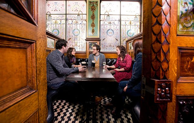 The Crown Liquor Saloon in Belfast - Sean Muldoon and Jack McGarry, the owners of New York\'s Dead Rabbit - winner of the World\'s Best Bar 2016 - will show off the best of Belfast bars in a new CNN show to air on St. Patrick\'s Day. 