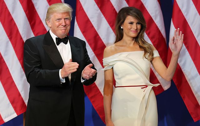 President Donald J. Trump and First Lady Melania greet service members at the Salute to Our Armed Services Ball at the National Building Museum, Washington, D.C., Jan. 20, 2017.