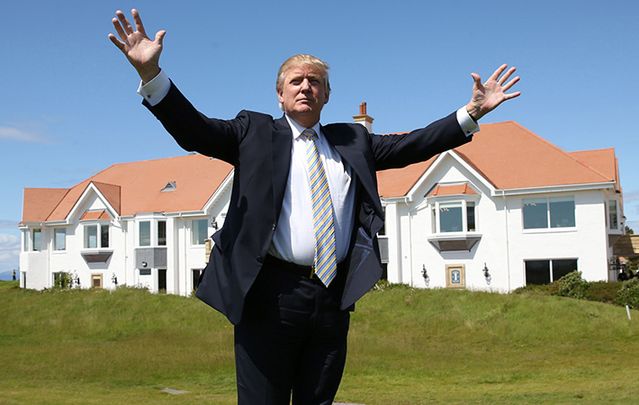 Trump at another one of his golf course properties in Scotland. 