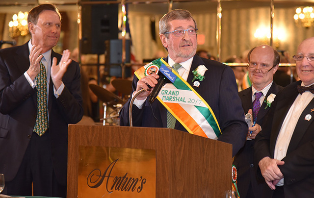 Grand marshal Michael Dowling addresses the audience.