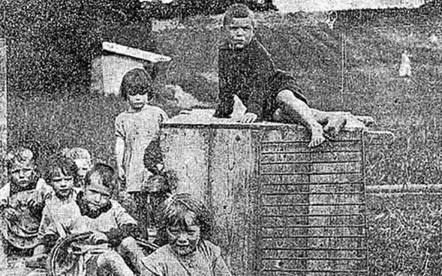 Children in Glenamaddy, in 1924, before The Home moved to Tuam, in County Galway.