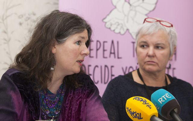 Cllr Deirdre Wadding and Brid Smith TD  at a press conference in Buswell\'s Hotel in Dublin on the Tuam Mother and Baby home scandal.