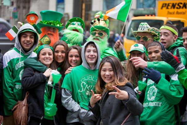 Spectators enjoying St. Patrick's Day celebrations