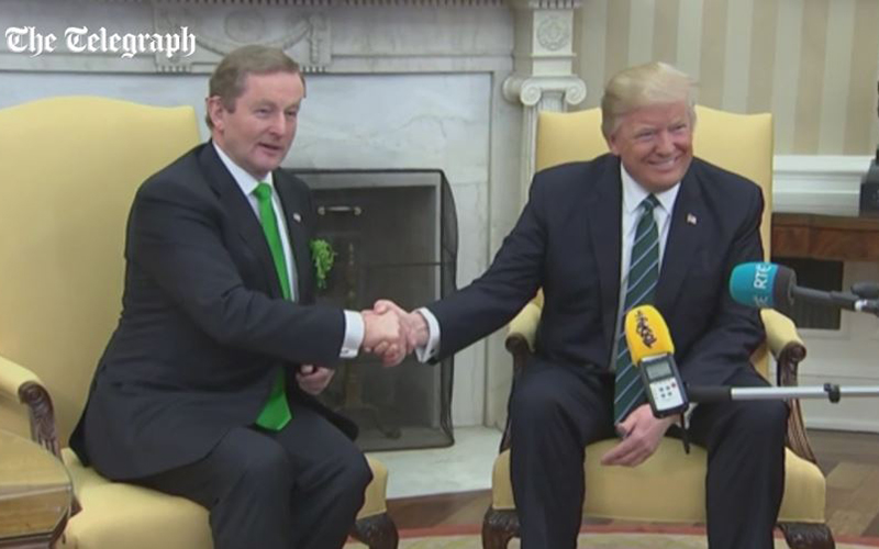 Enda Kenny survives handshake with Donald Trump (VIDEO)