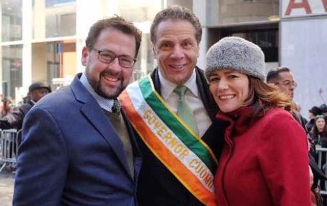 Governor Cuoma, with Aidan Connolly and Pauline Turley of the Irish Arts Center.