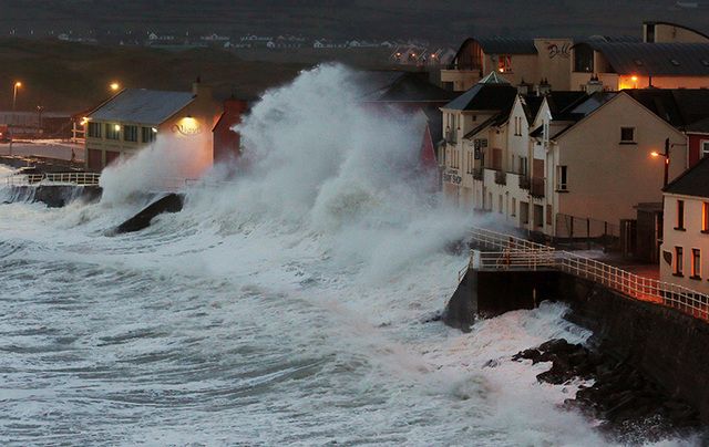 Lahinch, County Clare, during a 2014 storm. What will become of the west of Ireland if sea levels continue to rise? 
