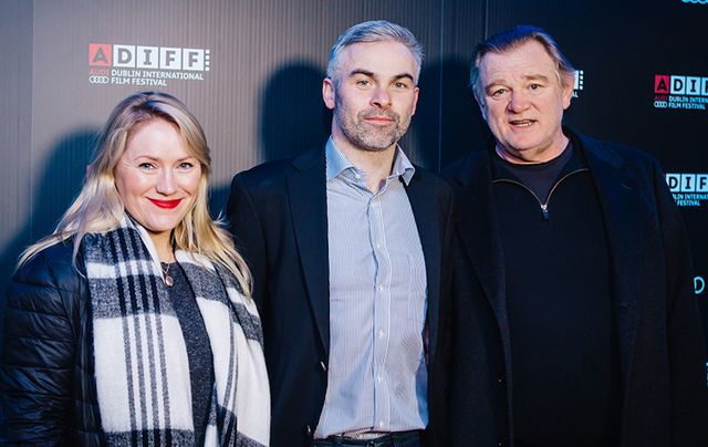 Film producer Marie-Therese Garvey, director Risteard Ó Domhnaill and narrator Brendan Gleeson.