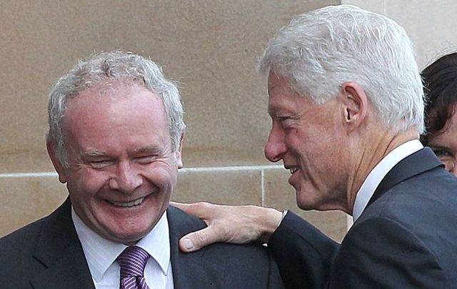 Sinn Fein leader Martin McGuinness and former president Bill Clinton.