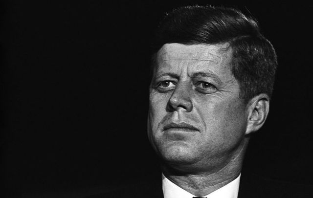 Democratic presidential nominee John F. Kennedy attends a campaign event on November 1, 1960, in San Francisco, California.