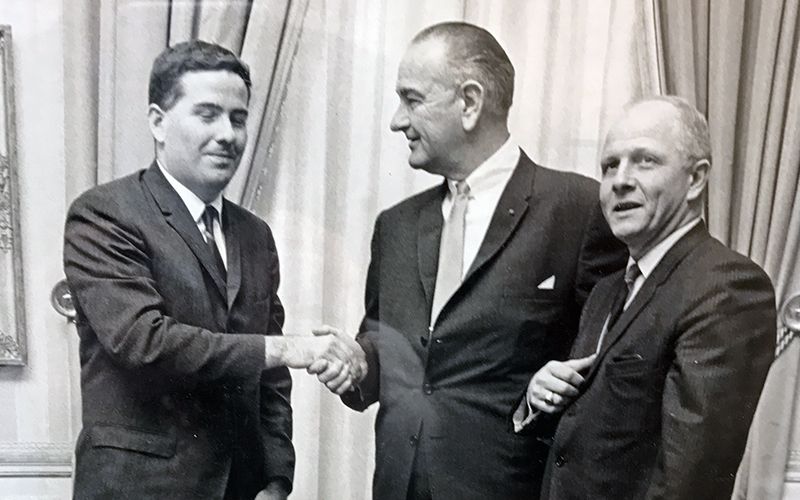 John Feerick with President Lyndon Johnson and Congressman Richard Paff at the passage of the 25th amendment ceremony.