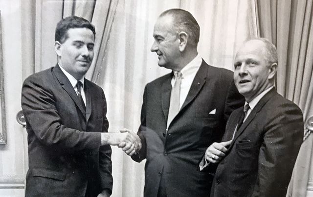 John Feerick with President Lyndon Johnson and Congressman Richard Paff at the passage of the 25th amendment ceremony.