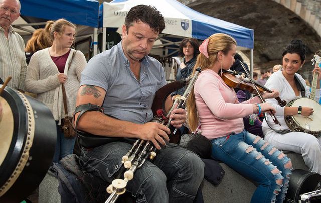 Musicians playing on the street at the Fleadh Cheoil na hEireann.