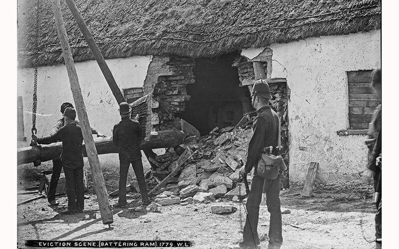 Irish tenants fought off police with boiling water and cow dung during the Land War