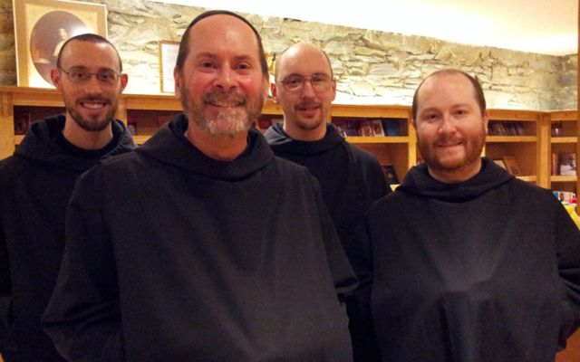 Four monks of Silverstream priory (l to r) Dom Elijah, Dom Mark Daniel Kirby, Dom Finian and Dom Benedict Andersen. 