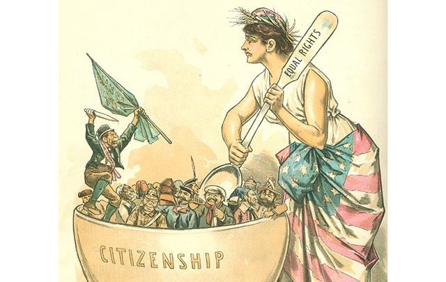 A 1889 Puck magazine cartoon illustrating anti-Irish sentiments.