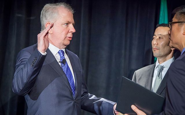 Seattle Mayor Ed Murray takes the oath of office in 2014. 