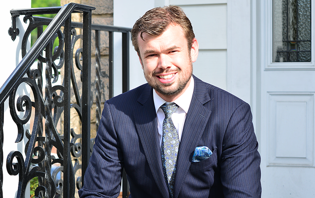 Clive Anderson outside the Pelham Funeral Home.