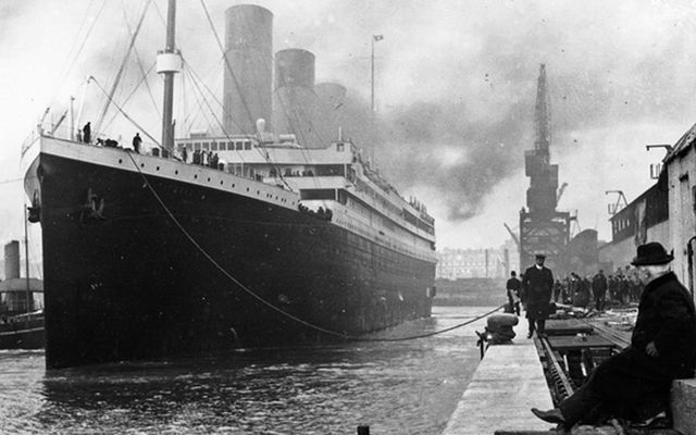 The RMS Titanic departing Southampton. 