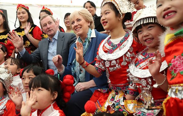 Irish leader Enda Kenny and Minister Heather Humphrey\'s enjoying the cultural celebrations at Cruinniu na Casca.