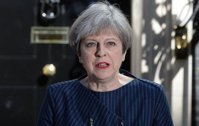 British Prime Minister Theresa May at 10 Downing St. 