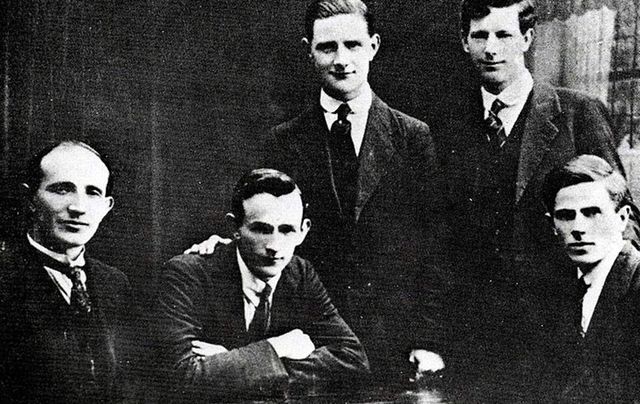 The Twelve Apostles - Mick McDonnell, Liam Tobin, Vinny Byrne, Paddy O Daly, and Jim Slattery.