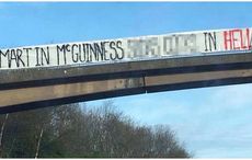 Obscene Martin McGuinness banner hung on Glasgow bridge by Rangers fans