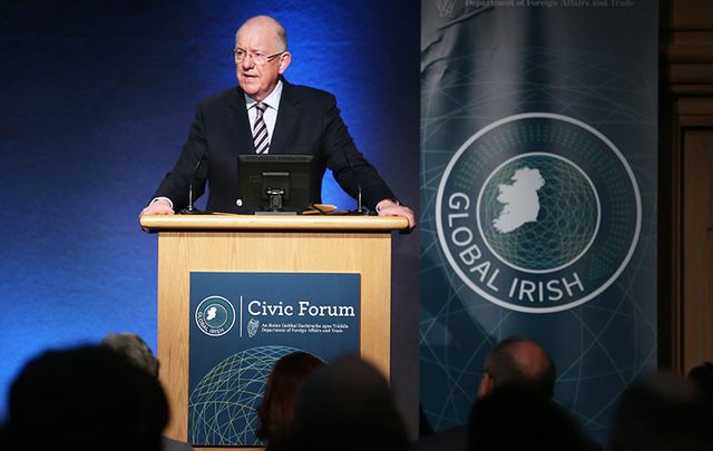 Foreign Affairs Minister Charlie Flanagan addresses the Global Irish Civic Forum.